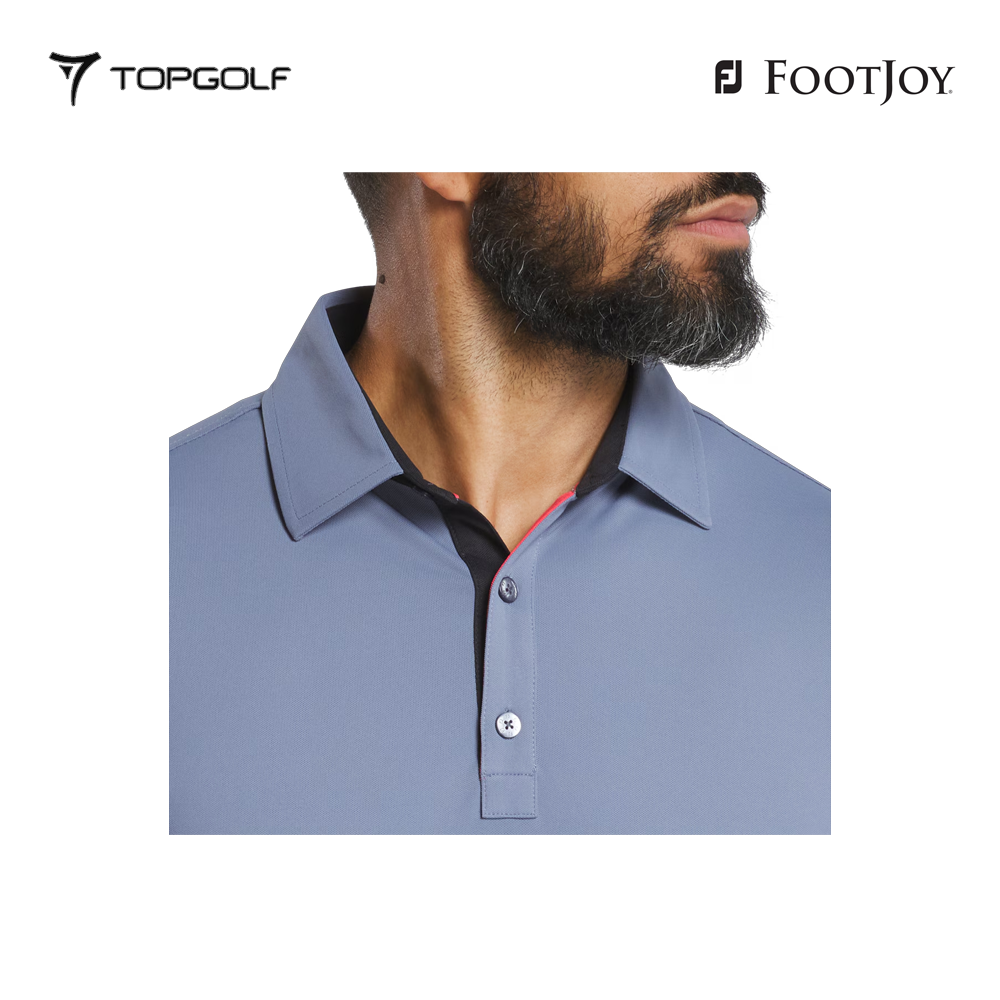 FOOTJOY POLO 32567 FS SOLID PIQUE BAND SLV FLINT