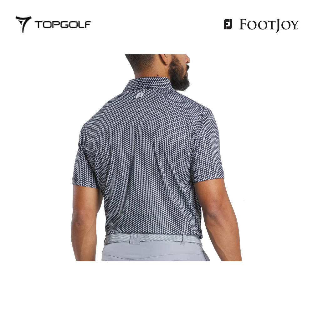 FOOTJOY POLO 32572 FS HOUNDSTOOTH GEO LSL BLACK