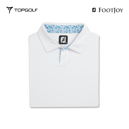 FOOTJOY POLO M 31383 EF STRH PIQ FLORAL TRIM WH