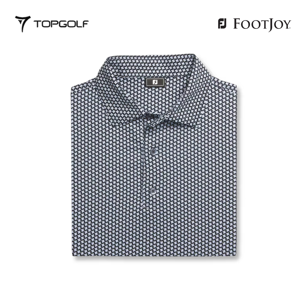 FOOTJOY POLO 32572 FS HOUNDSTOOTH GEO LSL BLACK