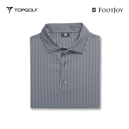 FOOTJOY POLO 32572 FS HOUNDSTOOTH GEO LSL BLACK