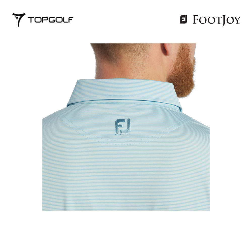 FOOTJOY POLO M 31371 EF HEATHER STRIPE LSL LAKE