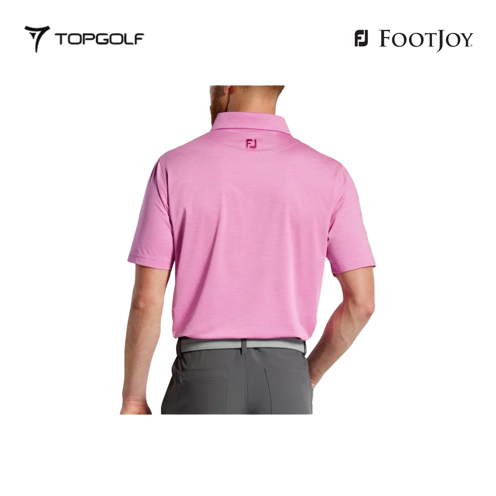 FOOTJOY POLO M 31372 EW HEATHER STRIPE LSL PINK