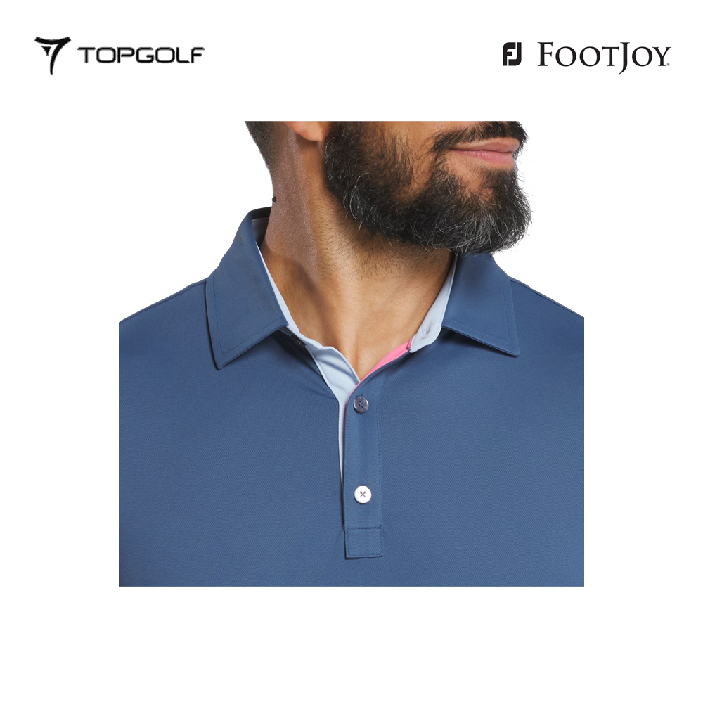 FOOTJOY POLO 32566 FS SOLID PIQUE BAND SLV DENIM