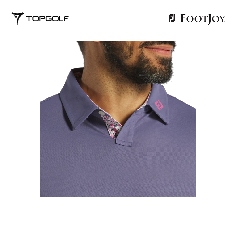 FOOTJOY POLO M 31386 EW STRH PIQ FLORAL TRIM DUSK